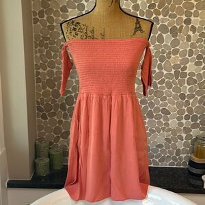 PINK Salmon off the shoulder dress – size extra large